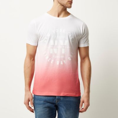 Red faded New York print t-shirt